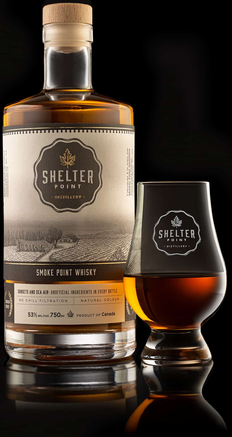 Smoke Point Batch 3 with Glass Web Size Shelter Point double distilled single malt scotch whisky